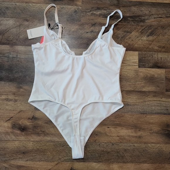 Popilush Women's White Deep V Shapewear Tummy Control Corset Bodysuit Size XL - Picture 10 of 10